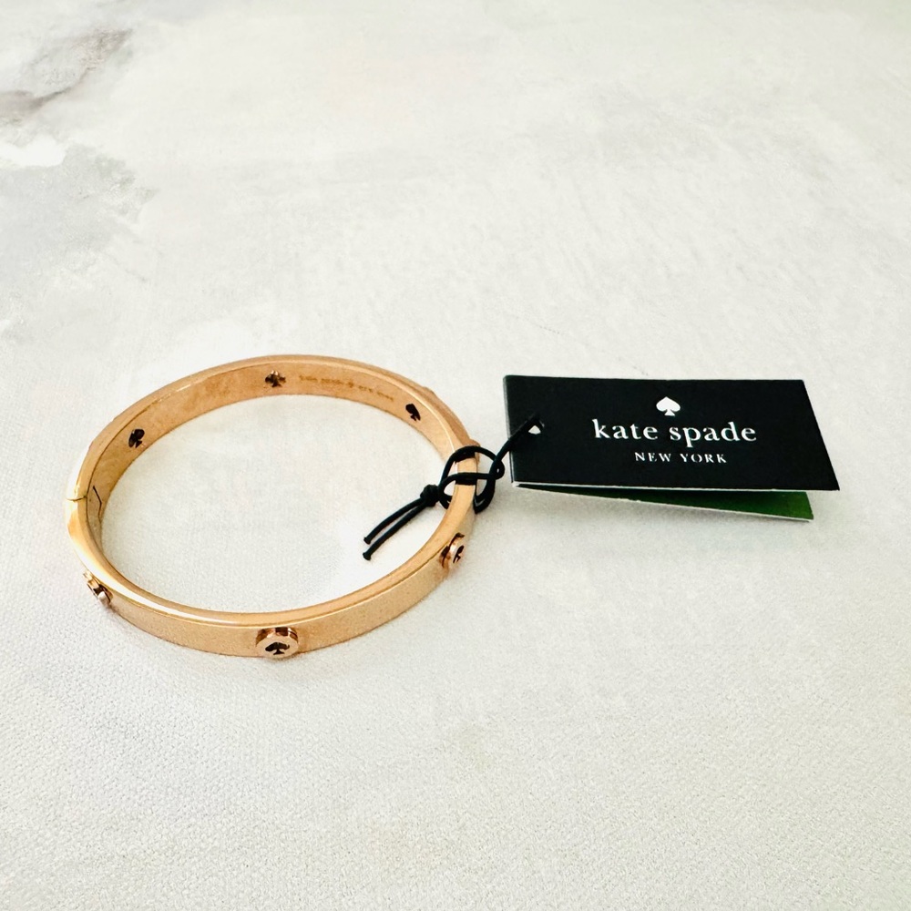Kate Spade Spot The Spade Studded Hinged Bangle in Rose Gold